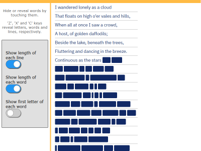 poem and lyrics memorisation app